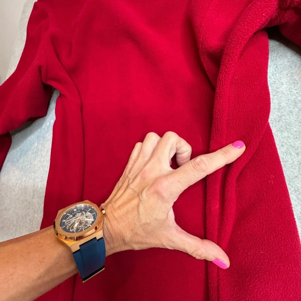 Carole Little Women's Red‎ Fleece Button Front Jacket Coat Collared